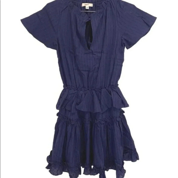 NEW 8apart Simone Tiered Ruffle Mini Dress Navy - Picture 4 of 16